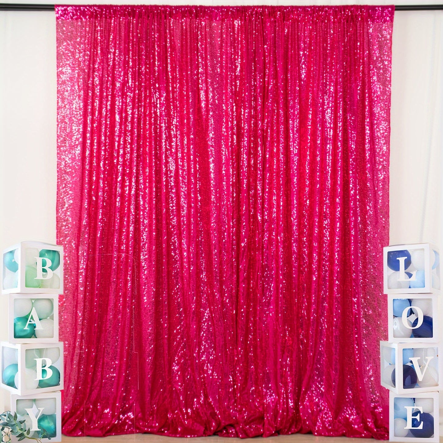 Sequin Backdrop Curtain for Party Wedding - 4x8ft Shimmering Glitter Curtain for Birthday Photo Booth Stage Decoration, Easy Hang, Multi-Color