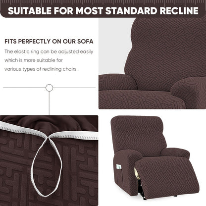Stretch Recliner Slipcover with Pocket | All-Season 95% Polyester Spandex, All-in-One Recliner Chair Cover, Removable Washable Soft, Living Room Home Decor, 9 Colors