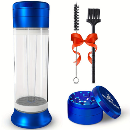 3-in-1 Herb Grinder with Cone Loader & Rolling Machine, Multifunctional Tobacco Grinder Blunt Joint Roller Filling Storage All-in-One with Cleaning Brush, Spice Grinder for Home Use, Black Red Blue
