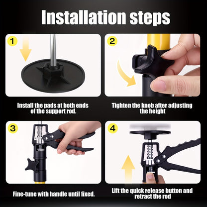 Telescopic Support Rods 2-Pack Third Hand Support System – 11.8–45.3 Inch Adjustable Steel Props, 88 lb Load Capacity, Thickened Base, for Drywall, Cabinet, Panel & Ceiling Installation