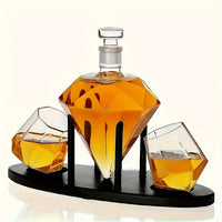 1 Brick And Stone Decanter + 2 Cups + 1 Wooden Rack