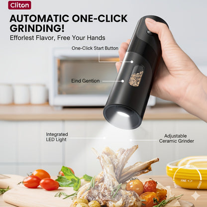 Electric Salt and Pepper Grinder Set – Rechargeable Automatic Mills with LED Light, Adjustable Coarseness & 3.72oz Capacity for Home Kitchen, BBQ, Restaurant & Outdoor Entertaining