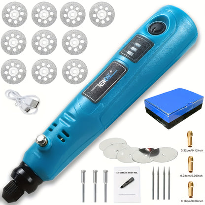 Cordless Rotary Tool Kit 3.6V USB Charging – Sanding Polishing Drilling Engraving Multi-Purpose Power Tool for Home Workshop Hobbyists 25/53/86 Pcs