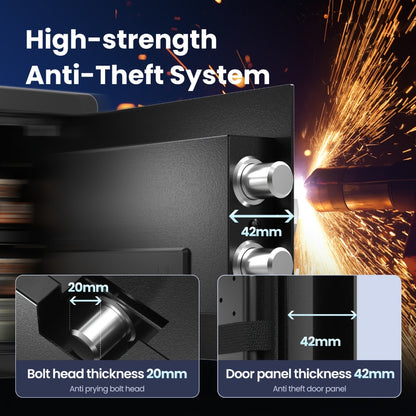Fingerprint Safe Box with Password and Key Lock 0.3 0.8 1.13 1.71 Cu Ft Home Security Safe for Money Documents Passports Jewelry Bedroom Office Bedside Electronic Combination Lock Steel Safe