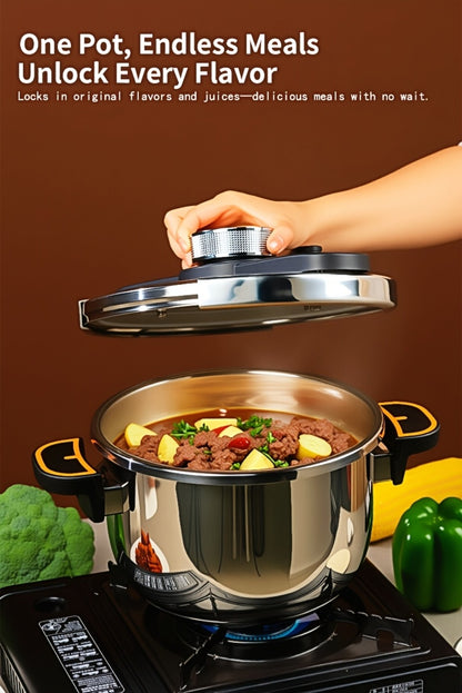 Pressure Cooker Stainless Steel with One-Twist Lock Lid – Heavy-Duty Induction & Gas Compatible Stew Pot in 1.32gal, 1.59gal & 2.11gal, Dishwasher Safe Family Soup Cooker for Daily Cooking