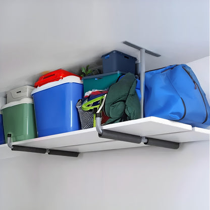 Heavy-Duty Ceiling Garage Storage Hook Rack – Overhead Ladder Hanger with Anti-Slip Foam, Space-Saving Ceiling Mount for Ladders, Hoses & Tools, 2/4pcs