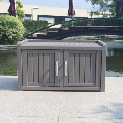 Shoe Storage Bench with Hidden Cabinet Entryway Bench All-Weather Resin Indoor Outdoor Porch Patio Mudroom Hallway Organizer
