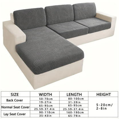 Jacquard Stretch Sofa Cover Set 6pcs Leaf Pattern High Elasticity Furniture Protective Cover with Elastic Band Easy Install Removable Washable Concubine Style Cushion Cover Home Decor Multiple Colors