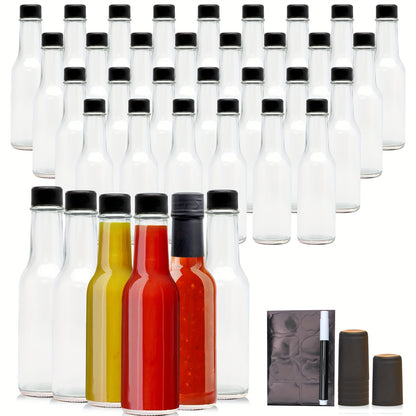 Small Sauce Bottles with Lids 5oz Sealed Inner Cover Set for Hot Sauce Salad Dressing Tomato Sauce Blueberry Fruit Vinegar - Kitchen Storage Condiment Bottles 12 16 24 36 Pack