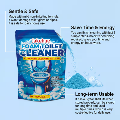 Toilet Cleaning Powder with Foam – Odor Removal, Stain Dissolving & Pipe Unclogging Bathroom Cleaner