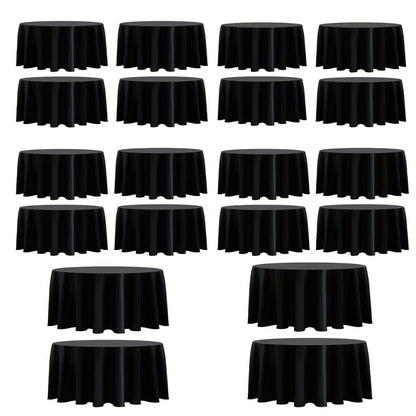 120 Inch Round Tablecloth Bulk Pack – Wrinkle-Free Table Cover for Wedding, Party, Christmas & Halloween, Black or White (6/12/18 Pack)
