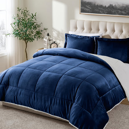 Sherpa Fleece Comforter Set Extra Thick Plush Microfiber Reversible Soft Warm Luxury Bed Blanket Twin XL Full Queen King 10 Colors Lightweight Cozy Bedding