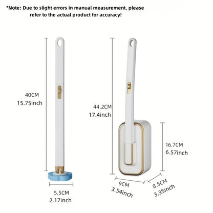 Wall-Mounted Toilet Brush Set with 8 Disposable Heads | No-Drill Easy Install, Long Handle Bathroom Cleaning Brush, Replaceable Brush Heads for Toilet Bowl, Home & Commercial Use, Plastic Medium Firmness