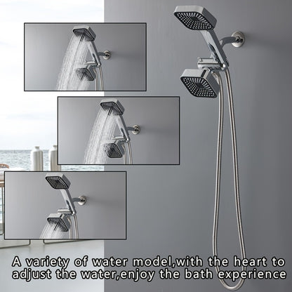Handheld Shower Head Kit 4 Inch High Flow with Long Hose 3-Way Diverter Dual Purpose Shower Spray Assembly Wall Mount Bathroom Shower Fixtures Silver Black