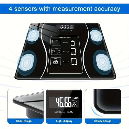 Digital Bathroom Scale Body Weight Scale LED Backlit Display Tempered Glass 400lb Capacity Compact