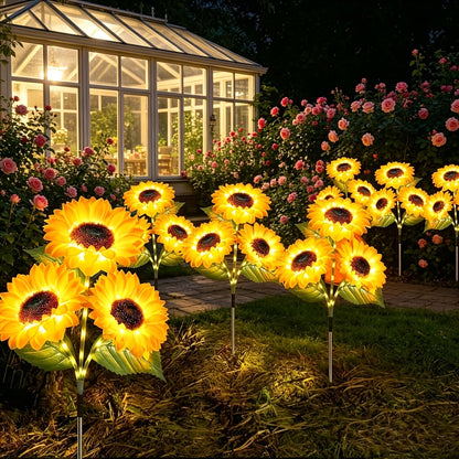 Solar Garden Lights Sunflower LED Outdoor Stake Lights 3-in-1 IP44 Waterproof Solar Powered Lawn Path Landscape Lights for Patio Yard Garden Decor Mother's Day Housewarming Gift
