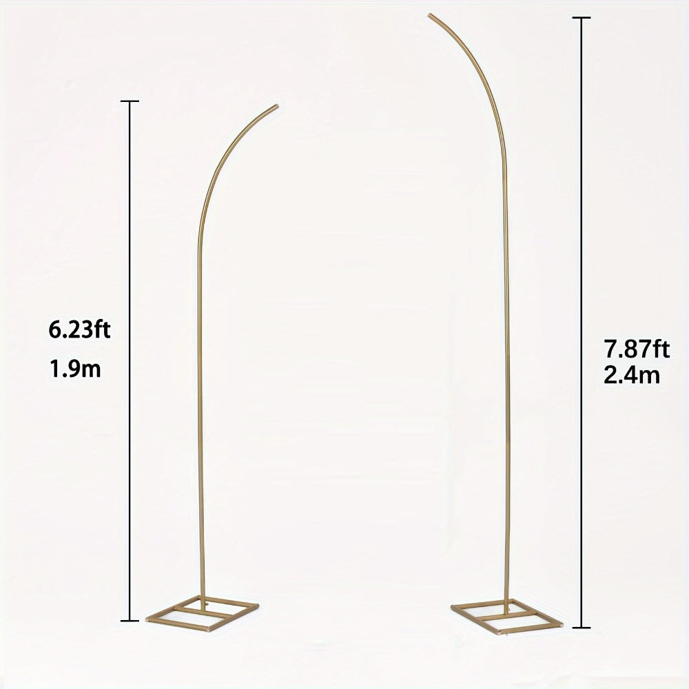 Balloon Arch Stand Kit Metal Wedding Arch Frame 6ft & 8ft Backdrop Stand Set of 2 Golden Curved Top for Birthday Party Bridal Shower Anniversary Ceremony Floral Decoration