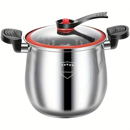 Stainless Steel Quick Cooking Pot with Lid Large Capacity – Food-Grade Non-Stick Scratch-Resistant Saucepan | Induction & Gas Stove Compatible Stew Soup Pot Even Heating Kitchen Cookware