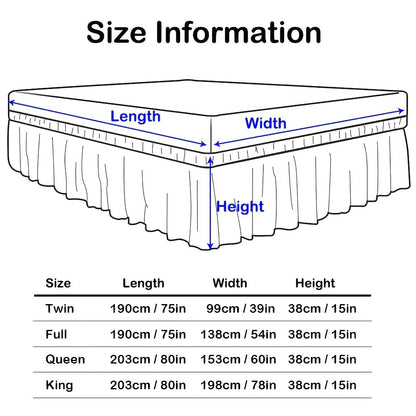 Bed Skirt with Adjustable Elastic Belt - Ruffle Microfiber Dust Ruffle 15 Inch Drop, Hotel Quality, Fade Resistant, Machine Washable, Easy Wrap Fit