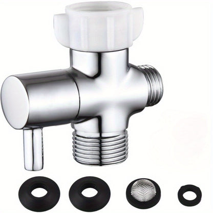 Toilet T-Adapter Diverter Valve with Shutoff - 304 Stainless Steel G7/8 American Thread, Chrome Finish, O-Ring & Mesh Filter Included, No Electricity Required, Universal Toilet Accessory