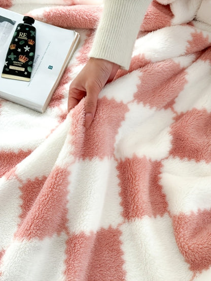 French Plaid Double-Sided Flannel Blanket – Soft Panda & Grid Pattern Throw for Sofa, Bed & Travel, Machine Washable, 6 Designs, 4 Sizes