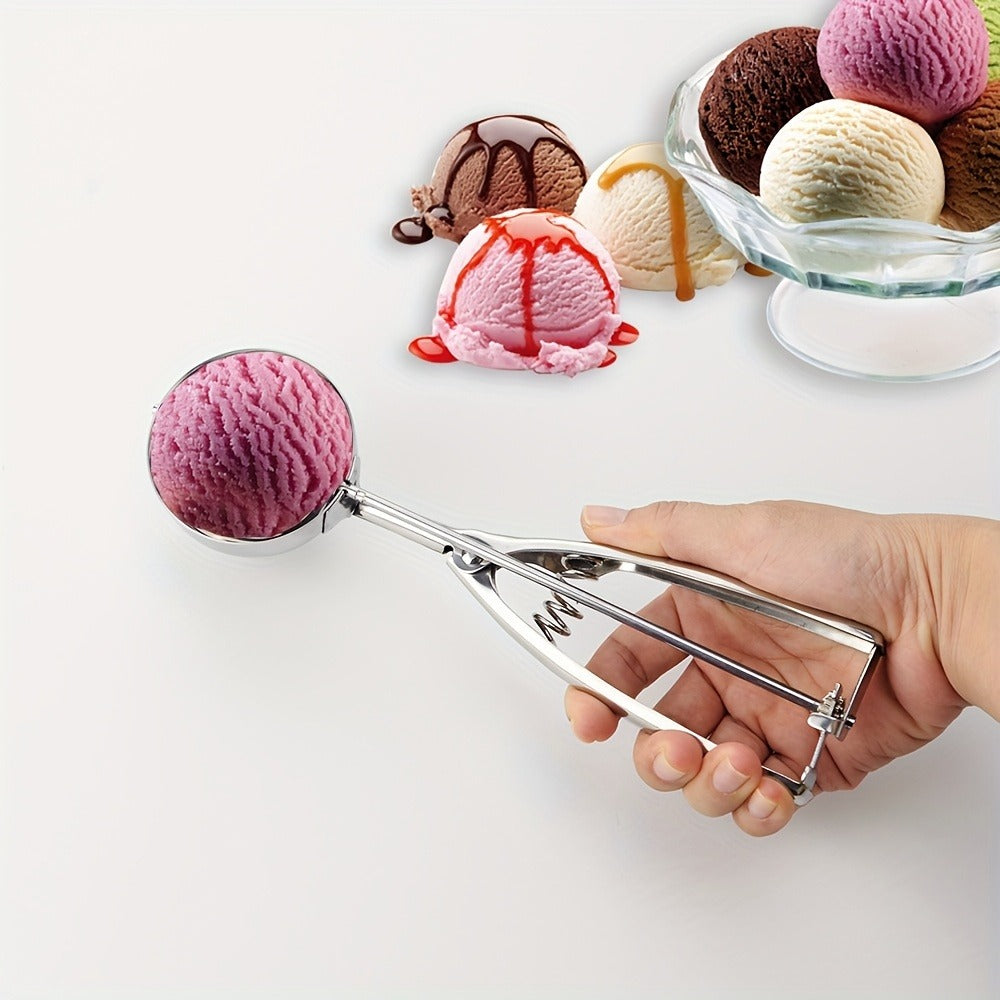 Ice Cream Scoop Set 3pcs Stainless Steel Cookie Scoop Trigger Release Fruit Scoop Watermelon Baller Dough Scoop for DIY Desserts Baking Ice Cream Shops