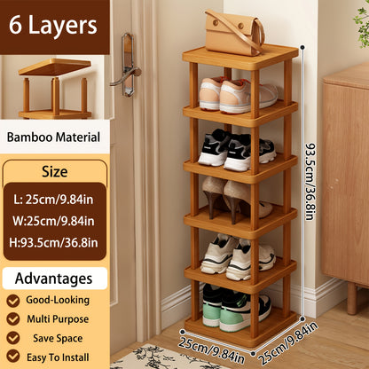 Bamboo Shoe Rack 6 or 9 Tier – Space-Saving Wood Grain Shoe Organizer, Easy Assembly Freestanding Shoe Shelf for Entryway, Living Room, Bedroom & Dorm