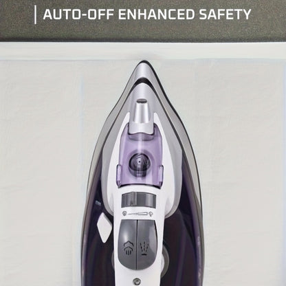 Steam Clothes Iron with Ceramic Coated Soleplate – Precision Thermostat, 3-Way Auto-Off, Self-Cleaning, Anti-Calcium & Anti-Drip, Lightweight Travel & Home Garment Iron