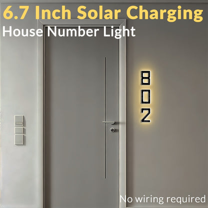 LED Solar House Number Light 6.7 Inch Wall Mounted – Smart Sensor Illuminated Address Number for Home Decor, No Wiring Energy-Saving Solar Powered Outdoor Light