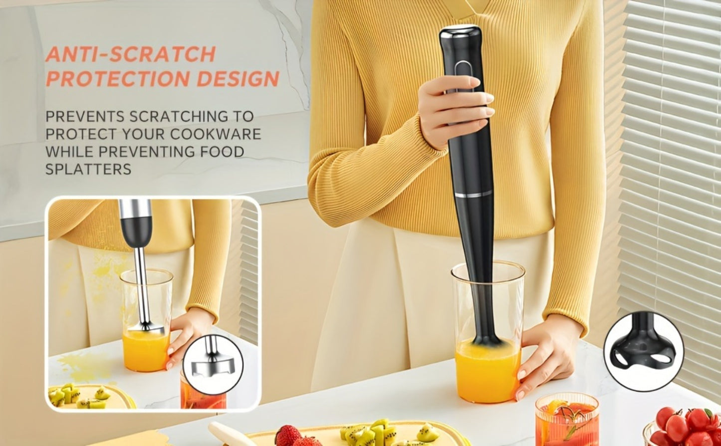 Immersion Blender 400W Handheld Stick Mixer with 2 Speeds & Turbo Mode 304 Stainless Steel Blades – Corded Hand Blender with Detachable Base for Soup Smoothie Puree Baby Food