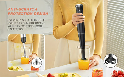 Immersion Blender 400W Handheld Stick Mixer with 2 Speeds & Turbo Mode 304 Stainless Steel Blades – Corded Hand Blender with Detachable Base for Soup Smoothie Puree Baby Food