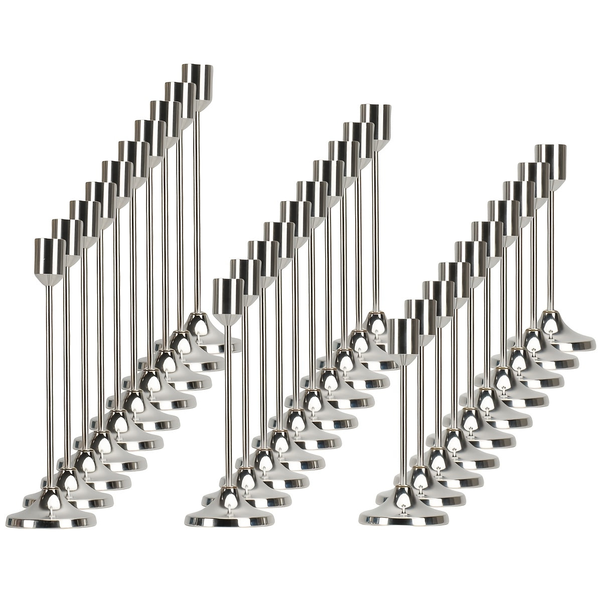 Metal Cone Candle Holders 30-Pack – Elegant Taper Candle Holder Set for Christmas, Halloween, Weddings & Parties – Polished Finish Tabletop Decor for Home, Hotel & Events