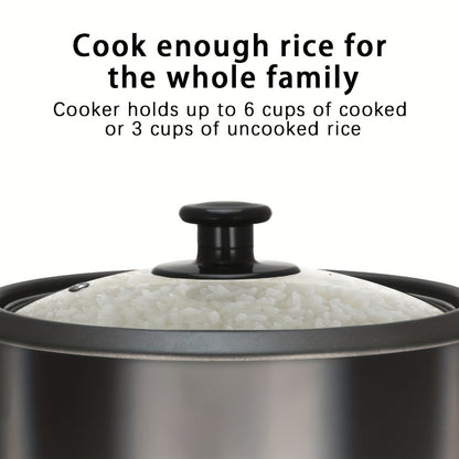 Rice Cooker 6-Cup Non-Stick with Yogurt Maker Function - 3-Cup Uncooked Grain Cooker with Removable Non-Stick Pot Auto Keep Warm One-Touch Operation, Compact Electric Rice Cooker for Home Dorm Office Black