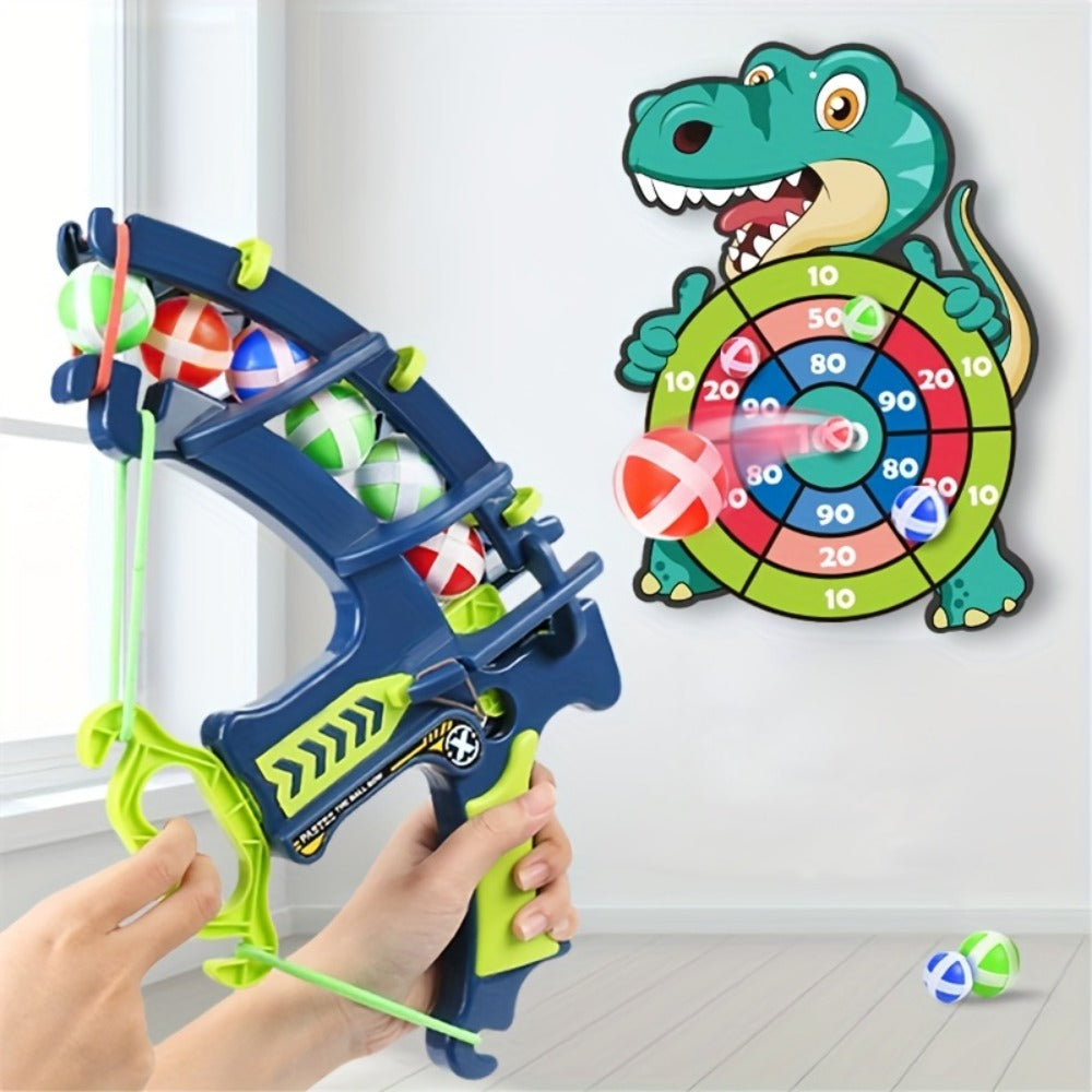 Dinosaur Sticky Target Ball Set with Blue Bow – Multiple Game Modes, Party Favor for Kids, Safe & Durable Fun Toy Gift for Her & Him