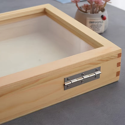 Lockable Wooden Display Storage Box with Acrylic Window – Jewelry & Collectibles Organizer Drawer Box, Elegant Wood Finish, Clear Viewing Panel, Gift Box