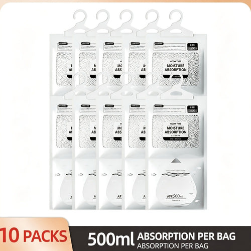 Moisture Absorber Bags 20 Pack Hanging Dehumidifier Bags 90-Day Power-Free Reusable Damp Absorber with Hooks for Wardrobe Bedroom Bathroom Closet