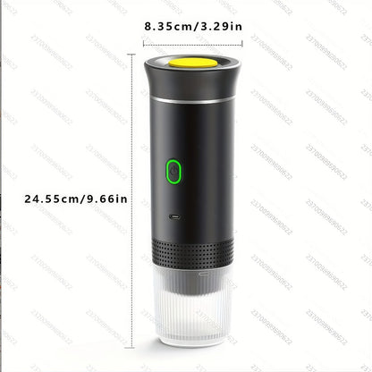 Portable Capsule Coffee Machine USB Rechargeable One-Touch Brewing Compact Automatic Espresso Maker for Travel Office Dorm Room Under 1L Stylish Transparent Design for Coffee Lovers Black White