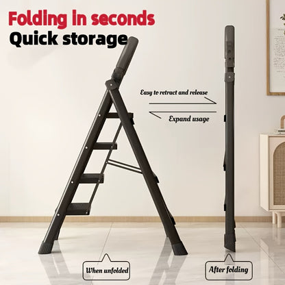 Portable Folding Step Ladder 3/4/5-Step, 500 lbs Weight Capacity, Heavy Duty Non-Slip Plastic Step Stool Ladder, Lightweight Foldable Ladder for Household, Kitchen, Office & Industrial Use