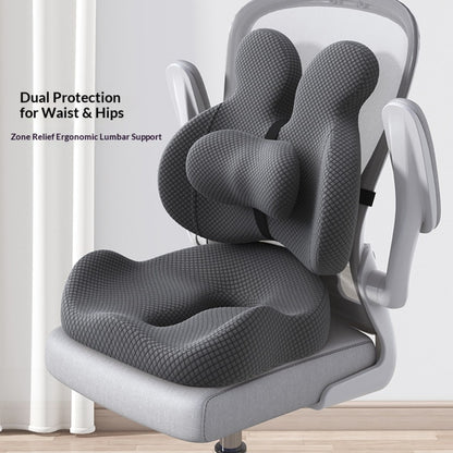 Lumbar Support Cushion & Seat Cushion Set – Ergonomic Office Chair Pillow for Lower Back Pain Relief, Breathable Memory Foam Waist & Hip Support for Home, Car & Desk Chair