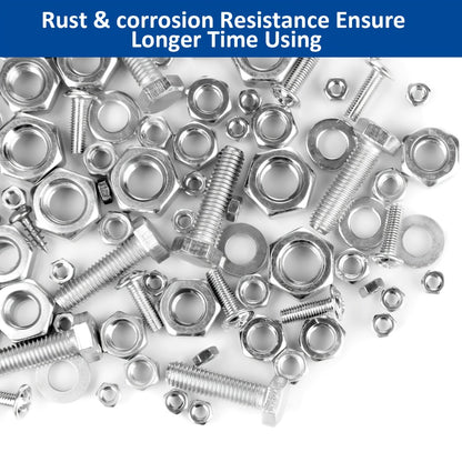 1575pcs 304 Stainless Steel Nuts and Bolts Assortment Kit – Pan Head Flat Head Screws Nuts Washers with Double-Sided Storage Box for Home & Mechanical Repairs