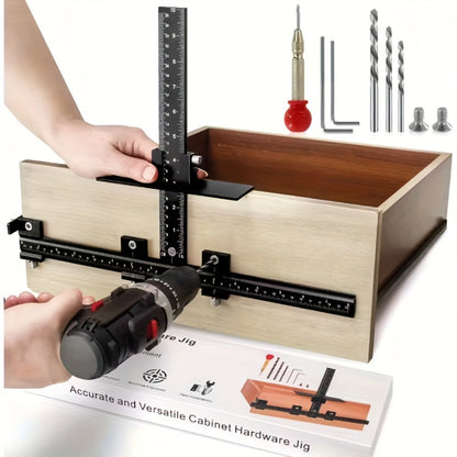 Cabinet Hardware Jig Aluminum Alloy Adjustable Drill Guide Template for Cabinet Door Handle Drawer Pull Installation CNC Precision Woodworking Positioning Fixture Tool