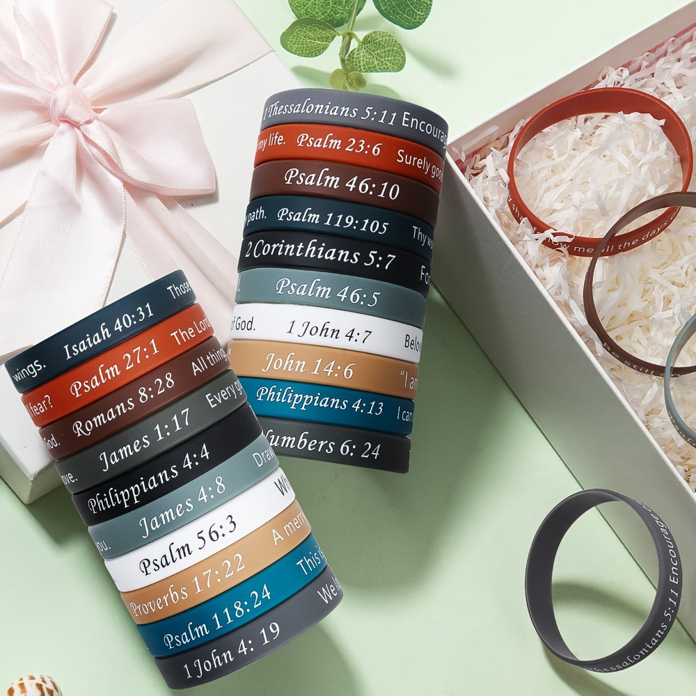 240pcs Bible Verse Silicone Wristbands Bulk – Christian Motivational Bracelets for Baptism, Wedding, Easter, Father's Day Religious Gifts Unisex