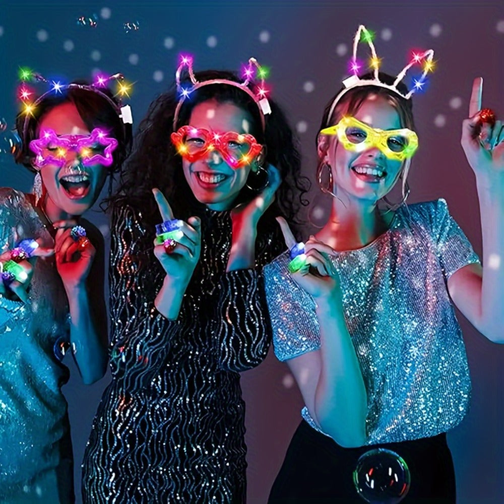 LED Glow Sticks Party Set – Foam Glow Sticks with 3 Light Modes, Glow Glasses, Headbands & Finger Lights for Rave, Wedding, Birthday, Concert, Halloween, Christmas & New Year Party Supplies, 11/36/52pcs