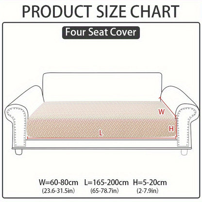Jacquard Stretch Sofa Cover Non-Slip | Elastic Wear-Resistant Couch Slipcover, Polyester Jacquard Fabric, 1 to 4 Seat Sectional L-Shape, Armrest Backrest, Machine Washable