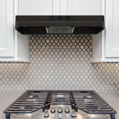 Range Hood 30 Inch Under Cabinet | Ducted & Ductless Convertible Kitchen Vent Hood with LED Light & 2-Speed Exhaust Fan, Stainless Steel – Black, White & Silver, Easy Install