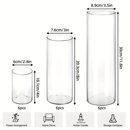 Clear Glass Cylinder Vases 18 36pcs - 4 8 12 Inch Tall Multiple Size Flower Vase for Wedding Centerpiece Table Party Hurricane Floating Candle Holder Home Decor Shelf