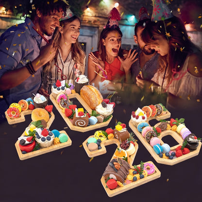 Graduation Charcuterie Board Decorations 4pcs Wooden Number Box with 14 Balloons – 2026 GRAD Fillable Party Supplies