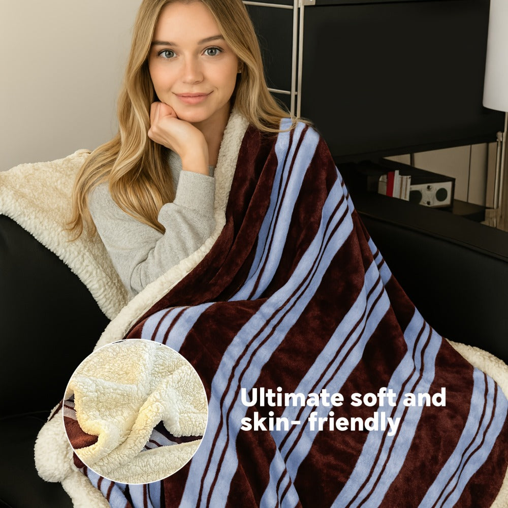 400-450gsm Heavyweight Flannel Blanket – Thick Warm Woven Throw for Bed, Sofa & Bedroom, Machine Washable, 16 Patterns, 4 Sizes