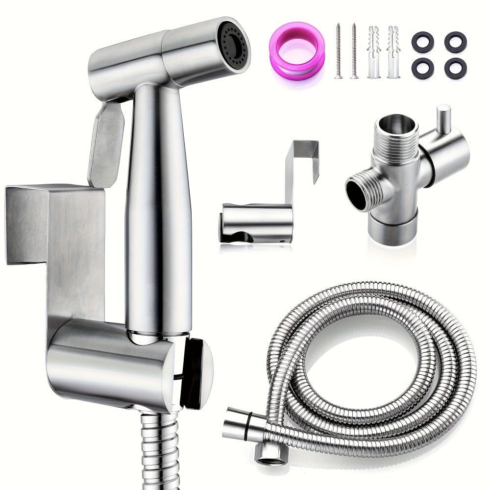 Wall-Mounted Handheld Spray Gun Set with Bracket, Teflon Tape & Flexible Hose – Bathroom Bidet Sprayer for Toilet, Sink, Garden & Pet Washing