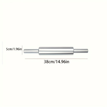 Stainless Steel Rolling Pin, Professional Non-Stick Dough Roller with Non-Slip Grip and Rounded Ends, Easy to Clean Baking Rolling Pin for Pizza Dough, Pie Crust, Pasta, Cookie, Bread, Multiple Sizes